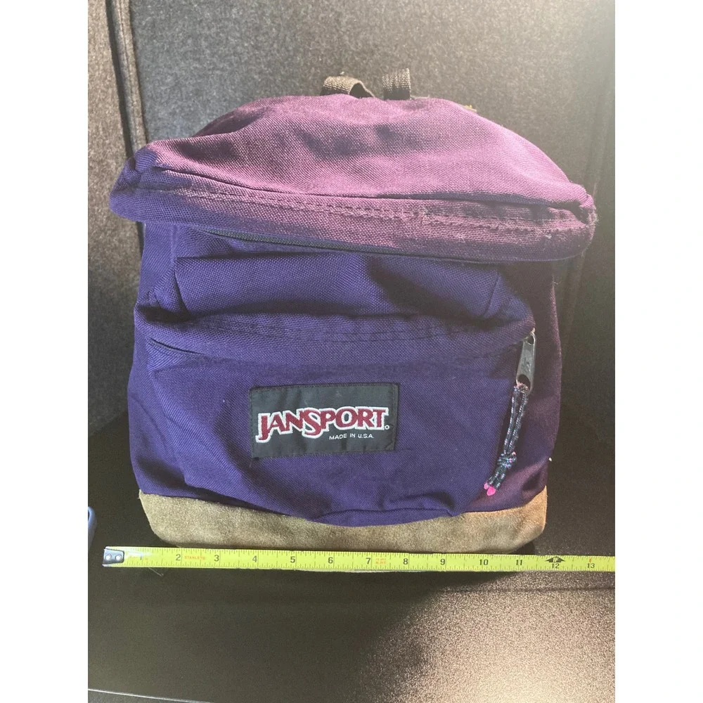Vintage Jansport Purple Canvas Day‎ Pack Backpack Front Pocket Made in USA